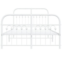Berkfield Metal Bed Frame Without Mattress With Footboard White 120X190Cm - thumbnail 4
