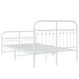 Berkfield Metal Bed Frame Without Mattress With Footboard White 120X190Cm - thumbnail 6