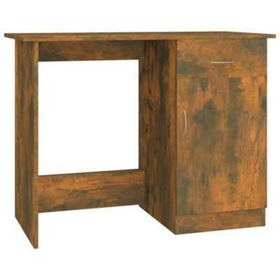 Berkfield Modern Desk Smoked Oak 100X50X76 Cm Engineered Wood