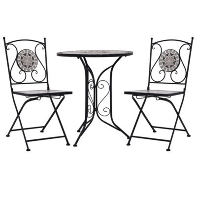Berkfield 3 Piece Mosaic Bistro Set Ceramic Tile Grey - image 1