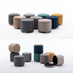 Hnnhome 45Cm Round Linen Padded Seat Ottoman Storage Stool Box, Footstool Pouffes Chair With Lids (Grey) - thumbnail 7