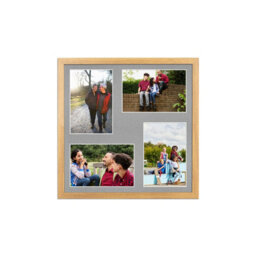 AK Frames 12X12 Oak Sleek Multi Photo Frame With Silver Mount - Holds 4 Apertures (4X) 6X4 Photos - thumbnail 1