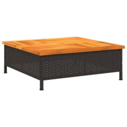 Walplus Garden Table Black 70X70X25 Cm Rattan And Acacia Wood - thumbnail 2