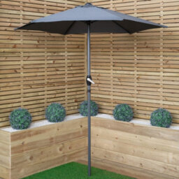 Samuel Alexander 2M Outdoor Garden Parasol Sun Shade With Crank Handle In Grey