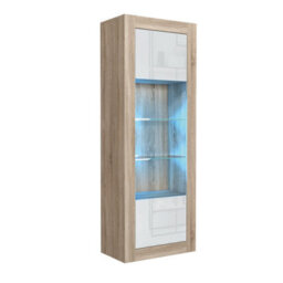 Creative Furniture Illume Display Cabinet 170Cm - Oak & White Gloss Doors And Led Lights - thumbnail 7