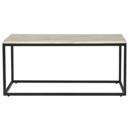 Wyld And Coco Beige Marble-Effect Coffee Table With Black Metal Legs 100 X 60 Cm Industrial Glam - thumbnail 3