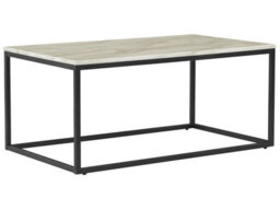 Wyld And Coco Beige Marble-Effect Coffee Table With Black Metal Legs 100 X 60 Cm Industrial Glam - thumbnail 1
