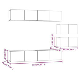 Berkfield Classic 4 Piece Tv Cabinet Set Smoked Oak Engineered Wood - thumbnail 9