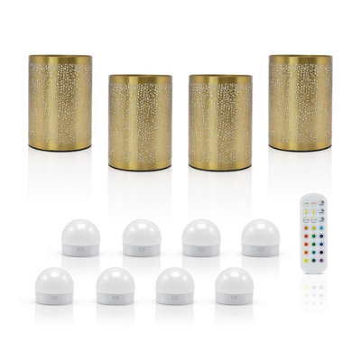 Auraglow Omniance Seraphine Rechargeable Wireless Table Lamp With Remote - Brass - 4 Lamps, 8 Light Sources, 1 Remote - image 1