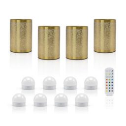 Auraglow Omniance Seraphine Rechargeable Wireless Table Lamp With Remote - Brass - 4 Lamps, 8 Light Sources, 1 Remote - thumbnail 1