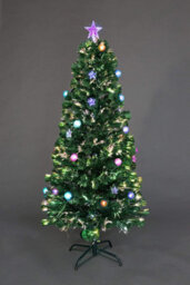 Shatchi 3Ft/90Cm Baubles And Stars Fibre Optic Christmas Tree Led Pre-Lit - thumbnail 1