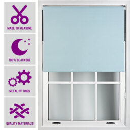 Furnished Made To Measure Blackout Roller Blinds With Metal Fittings - Duck Egg Blue Blind For Home And Office (W)90Cm (L)165Cm - thumbnail 1