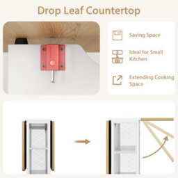 London Boutique Folding Table, Drop Leaf Dining Table With 6 Wheels And 2-Layer Storage Shelf, Space Saving Table For Small Spaces - thumbnail 5