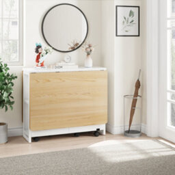 London Boutique Folding Table, Drop Leaf Dining Table With 6 Wheels And 2-Layer Storage Shelf, Space Saving Table For Small Spaces - thumbnail 7