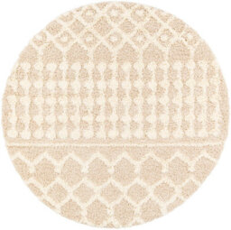 Livabliss Round Urban Shaggy-Geometric Cream Beige Soft Plush Pile Living Bedroom Rug 160 X 160 Cm Easy Care, Non Shedding - thumbnail 1