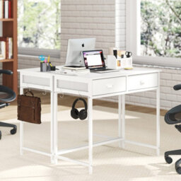 Costway 90 X 45 Cm Computer Desk Home Office Desk With 2 Fabric Drawers - thumbnail 4