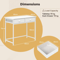 Costway 90 X 45 Cm Computer Desk Home Office Desk With 2 Fabric Drawers - thumbnail 2