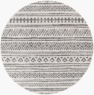 Livabliss Round Eagean-Geometric Black Grey White Charcoal In- & Outdoor Rug 160 X 160 Cm Easy Care, Non Shedding - image 1