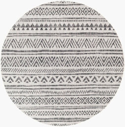 Livabliss Round Eagean-Geometric Black Grey White Charcoal In- & Outdoor Rug 160 X 160 Cm Easy Care, Non Shedding - thumbnail 1