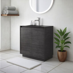 Plum&clay Matterhorn Dark Oak Floor Standing Bathroom Vanity Unit With Black Basin (W)750mm (H)850mm