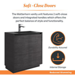 Plum&clay Matterhorn Dark Oak Floor Standing Bathroom Vanity Unit With Black Basin (W)750mm (H)850mm - thumbnail 3