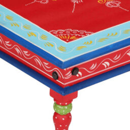 Berkfield Durable Coffee Table Red Hand Painted Solid Wood Mango - thumbnail 4