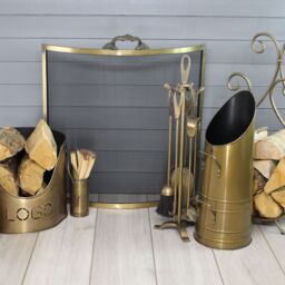 Slemcka Traditional Antique Brass Effect Steel Log Basket (H)660mm (D)180mm - thumbnail 3