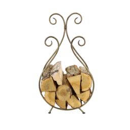 Slemcka Traditional Antique Brass Effect Steel Log Basket (H)660mm (D)180mm - thumbnail 2