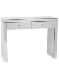 Beliani Console Table Silver Glass 100 X 35 Cm With 2 Drawers And Crystal Knobs Modern Glam - thumbnail 1