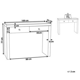 Beliani Console Table Silver Glass 100 X 35 Cm With 2 Drawers And Crystal Knobs Modern Glam - thumbnail 3