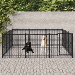 Berkfield Outdoor Dog Kennel Steel 8.47 M2 - thumbnail 1