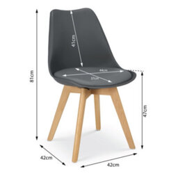 Bravich Rocco Tulip Dining Chair - Grey - Set Of 2 - thumbnail 5