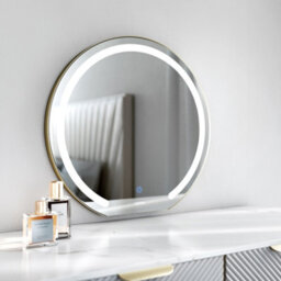 CARME Home Maisie Gold Frameless Touch Sensor Led Mirror With Lights - Wall Mount