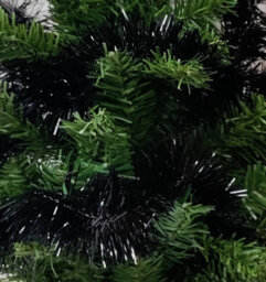 Decoris 4X Black Christmas Tinsel Garland 2.7M Black Shiny Christmas Tree Tinsel