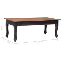 Berkfield Coffee Table Black 120X60X45 Cm Solid Mahogany Wood - thumbnail 6