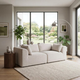Furniturebox Uk Drift Cream Boucle Fabric 2 Seater Modular Sofa - thumbnail 2