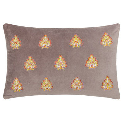 Paoletti Rennes Embroidered Cotton Velvet Cushion Cover - image 1