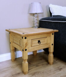 Lamp Table 1 Drawer Coffee End Mexican Solid Pine - thumbnail 8