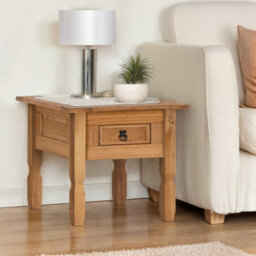 Lamp Table 1 Drawer Coffee End Mexican Solid Pine - thumbnail 3