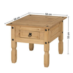 Lamp Table 1 Drawer Coffee End Mexican Solid Pine - thumbnail 2