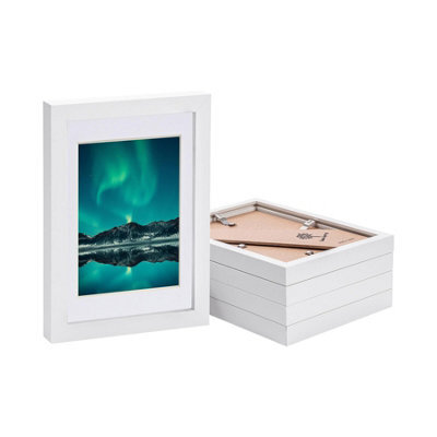 "Nicola Spring Photo Frames With 4"" X 6"" Mount - A5 (6"" X 8"") - White/white - Pack Of 5" - image 1