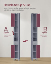 LEDREM Tall Bathroom Cabinet, Slim Bathroom Storage Cabinet, Freestanding Narrow Storage Unit With Adjustable Shelves, Drawer - thumbnail 5