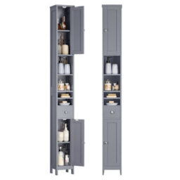 LEDREM Tall Bathroom Cabinet, Slim Bathroom Storage Cabinet, Freestanding Narrow Storage Unit With Adjustable Shelves, Drawer - thumbnail 2