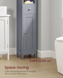 LEDREM Tall Bathroom Cabinet, Slim Bathroom Storage Cabinet, Freestanding Narrow Storage Unit With Adjustable Shelves, Drawer - thumbnail 3