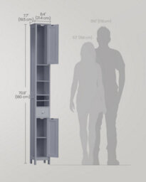 LEDREM Tall Bathroom Cabinet, Slim Bathroom Storage Cabinet, Freestanding Narrow Storage Unit With Adjustable Shelves, Drawer - thumbnail 6