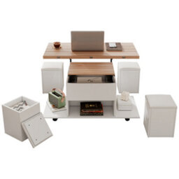 Lift Up Coffee Table With Storage, White - thumbnail 8