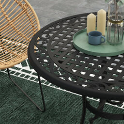 Wyld Haus Tanodo 90Cm Round Aluminium Garden Dining Table For 2-4 With Parasol Hole - thumbnail 8
