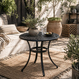 Wyld Haus Tanodo 90Cm Round Aluminium Garden Dining Table For 2-4 With Parasol Hole - thumbnail 1