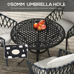 Wyld Haus Tanodo 90Cm Round Aluminium Garden Dining Table For 2-4 With Parasol Hole - thumbnail 5