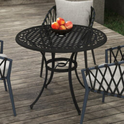 Wyld Haus Tanodo 90Cm Round Aluminium Garden Dining Table For 2-4 With Parasol Hole - thumbnail 3